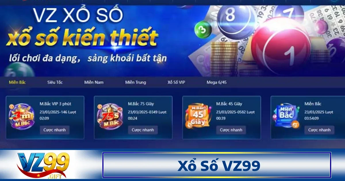 VZ99 còn mở rộng dịch vụ xổ số và lô đề online, giúp khách hàng tham gia dễ dàng, tiện lợi mọi lúc mọi nơi
